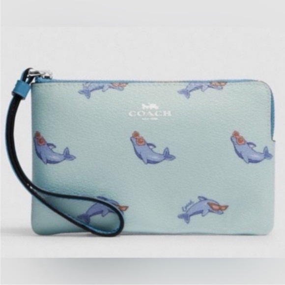 Coach Aqua Wristlet with Shark Design - Picture 3 of 3
